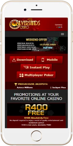 SilverSands Casino South Africa mobile app screen